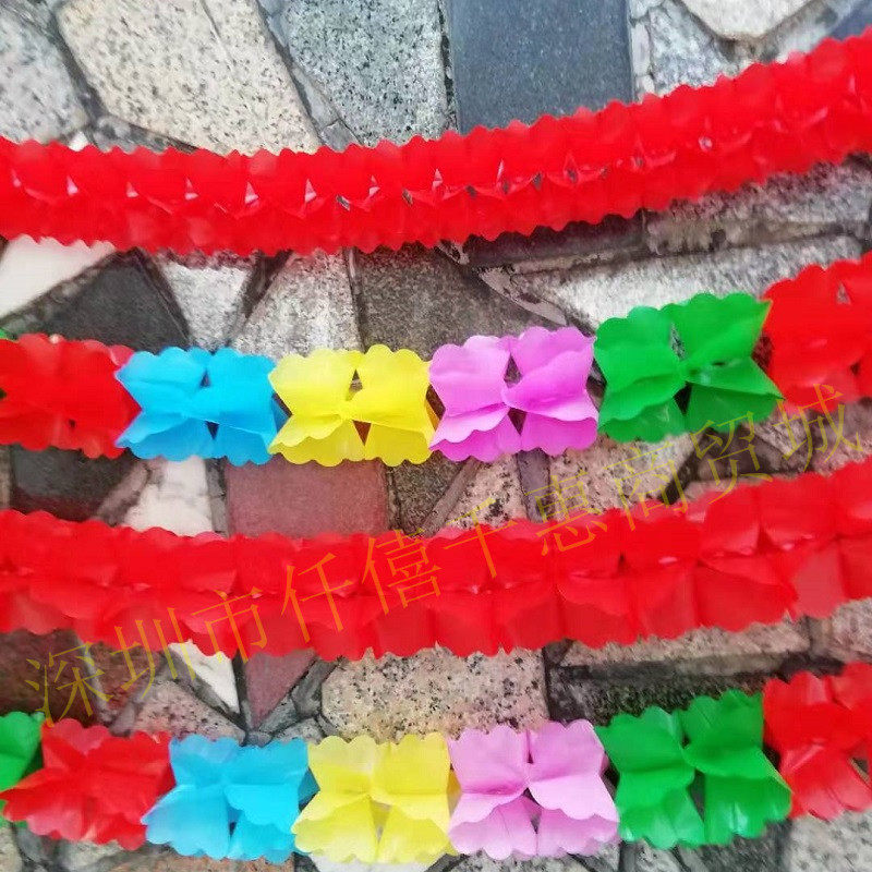 Spring Festival Supermarket Mall New Residence New Residence New Year Decoration Red Lakflower Small Round Strips Small Red Strips Color With Colorful Strips Festive Items-Taobao