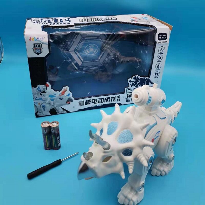 New Year Electric Shooting Dinosaur Portable Simulation Sound Light Walking Triceratops Animal Model Play Toys - Taobao