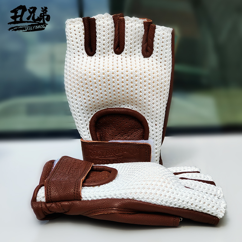 Uglybros Motorcycle Gloves Half-refers to Summer Leather Breakout Anti-Fall Anti-Fall Vehicle Men and Women