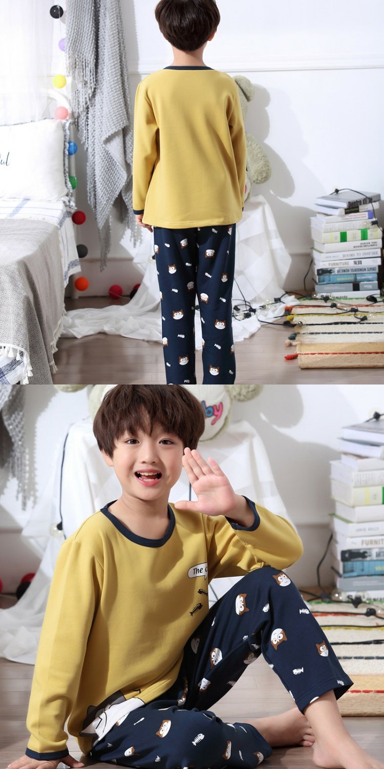 Đồ ngủ cha mẹ trẻ em mùa thu và mùa đông cotton dài tay nữ kho báu cậu bé bông mẹ cha gia đình ba phù hợp với dịch vụ nhà đồ pijama nam