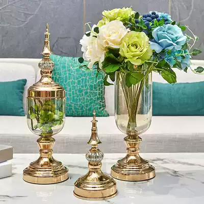 Neoclassical American simple European vase Living room TV cabinet Dining table vase Home decoration glass vase decoration