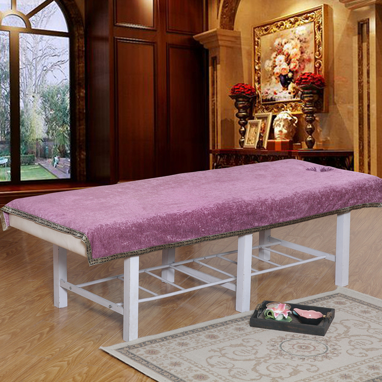 Massage thẩm mỹ viện chăm sóc sắc đẹp dành riêng lanh cao cấp dày bông chenille siêu mềm với lỗ viền thêu - Khăn trải giường bộ ga giường