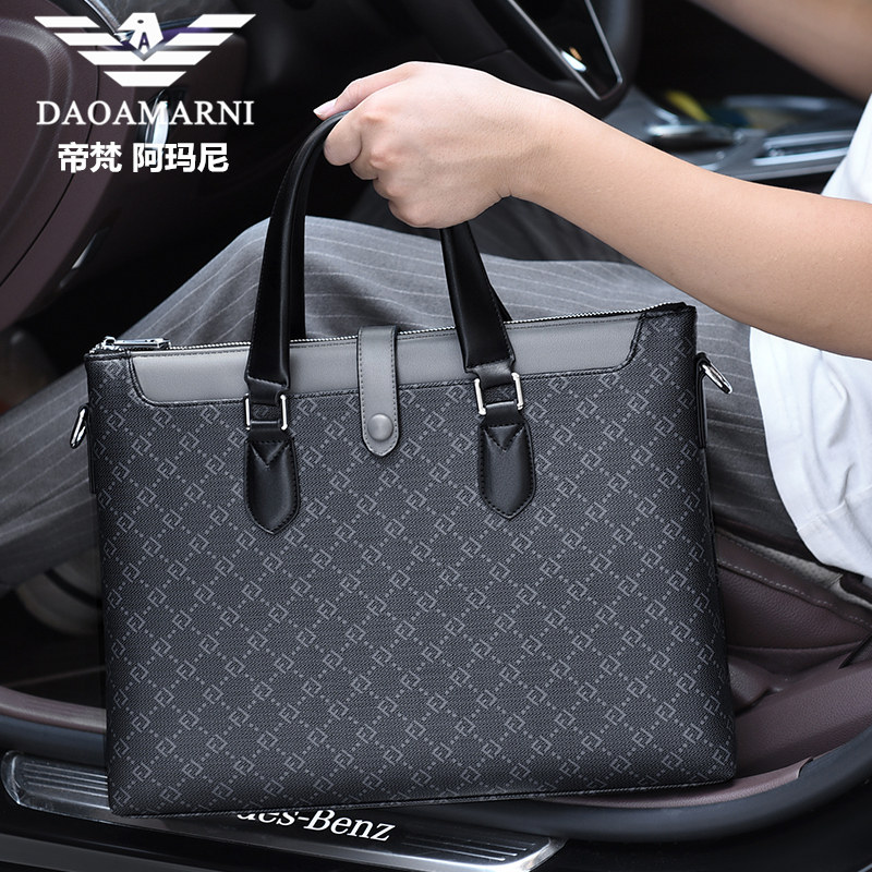 Imperial Van Manny's new briefcase men's buns bag fashion handbag genuine leather business paper bag hands to take the tide