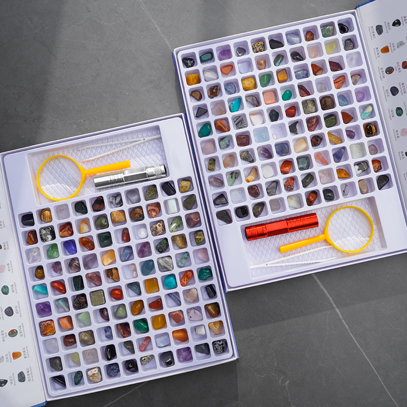 Earth memory 100 kinds of natural ore children's crystal ore gemstone mineral gift box stone toy decoration