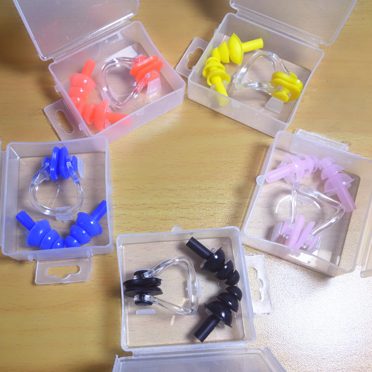 Special adult boxed nose clip earplugs waterproof and noise-proof earplugs with rope earplugs swimming earplugs with wire earplugs