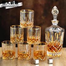 Gold whiskey wine bottle set home European crystal glass cocktail Cup creative wedding gift