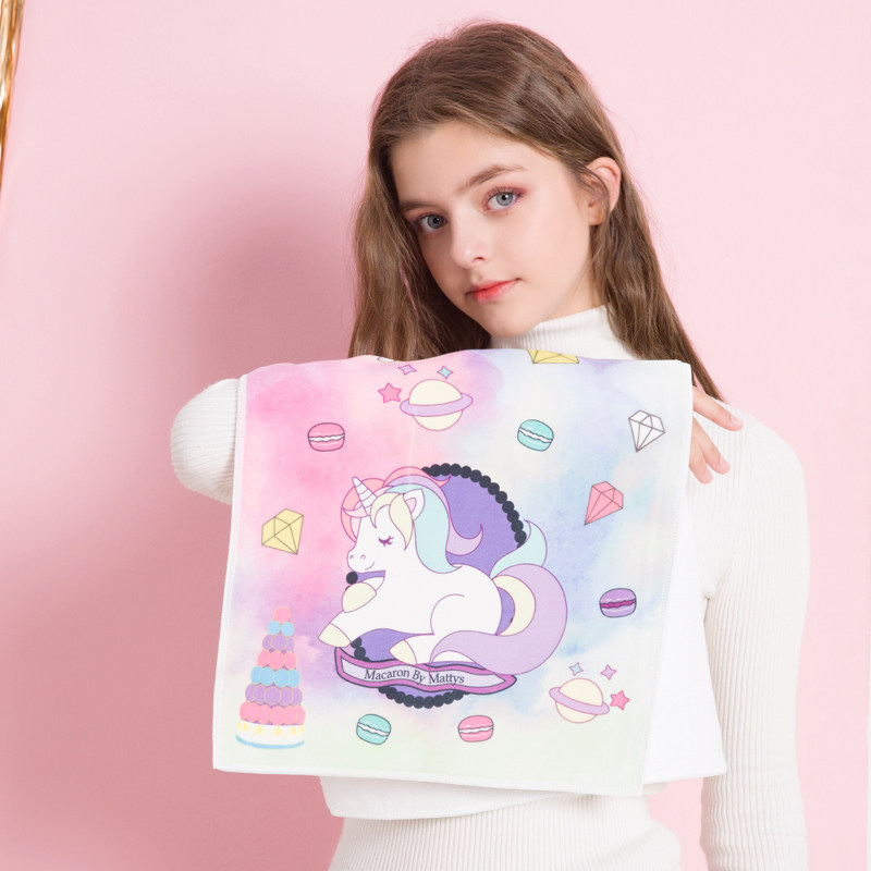 Original Design Teenage Girl Hearts Dream Unicorn Macaron Comfort Absorbent Bamboo Fiber Towel Face Towels