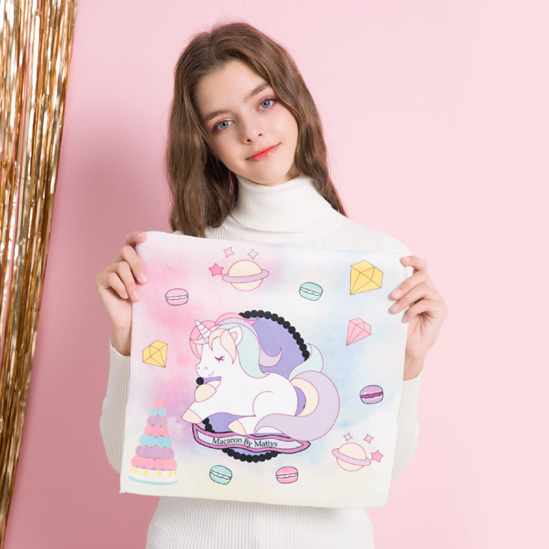 Dream Unicorn Macaron Original Design Bamboo Fiber Square Towel Face Towels Cute Children Handkerchief Towel