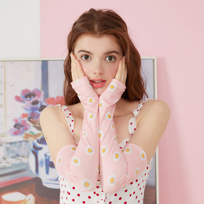 Red Flowers Sleeve Sun Sun Anti-Ice Wears Arm Sleeve Sleeve Driving Ice Filament Sleeve