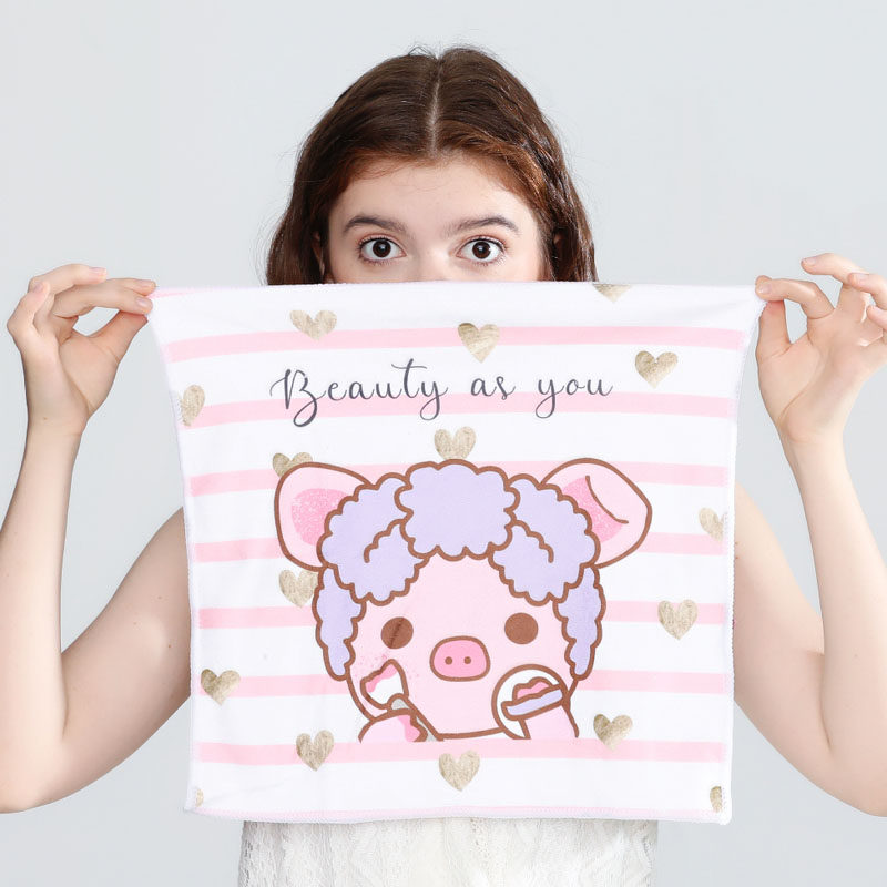 Teenage Girl Hearts Pig Pig Bibong Chai Dogs Ins Original Design Bamboo Fiber Square Towel Face Towels Cute Children Handkerchief Towel