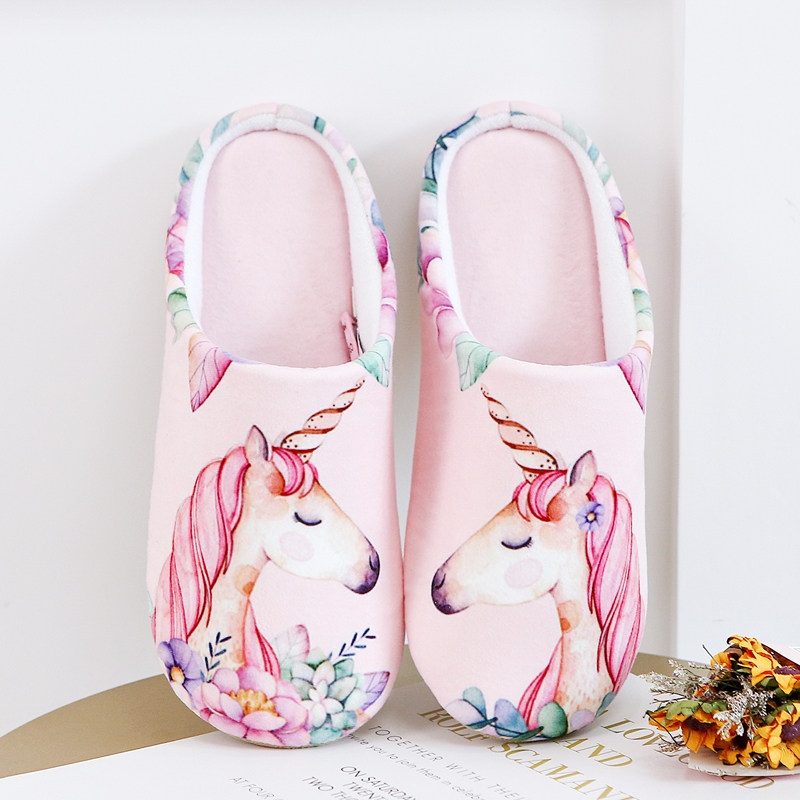 Three pieces of 12% off original unicorn girl heart home shoes couple indoor soft bottom non-slip slippers spring and autumn light shoes