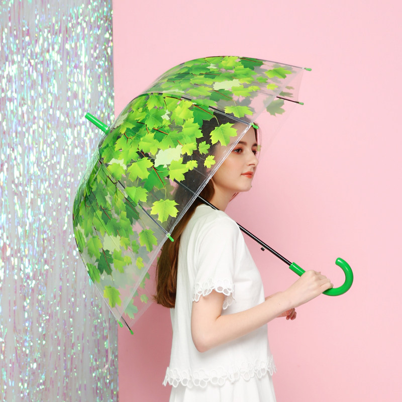 Sold-out creative small fresh leaf umbrella art long handle shade and leaves of umbrella tree shade and rainy day mushroom maiden heart