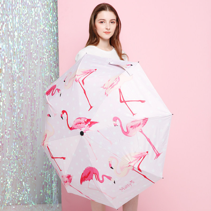 Strawberry half pond original fresh wave ignition strong bird portable three-fold vinyl umbrella sunshade girl heart