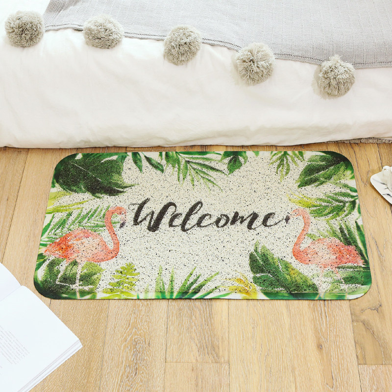 Strawberry Halfpond Original Tropical Rainforest Fire Birds Green Leafy Silk Ring Pvc Rub Earth Home Door Dust Removal Anti Slip Mat