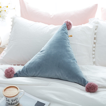 Nordic style solid color handmade wool ball pillow triangle cushion ins sofa cushion decorative pillow cushion