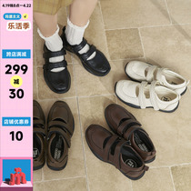 Masovism summer new style Velcro Mary Jane shoes flat bottom all-match small leather shoes fashion single shoes for women