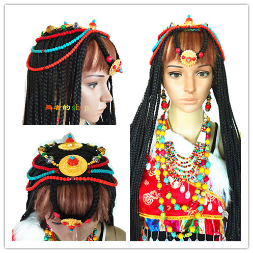 Tibet Tibetan hair ornament Tibetan braided ethnic women's Tibetan wig headdress photo travel clothing accessories