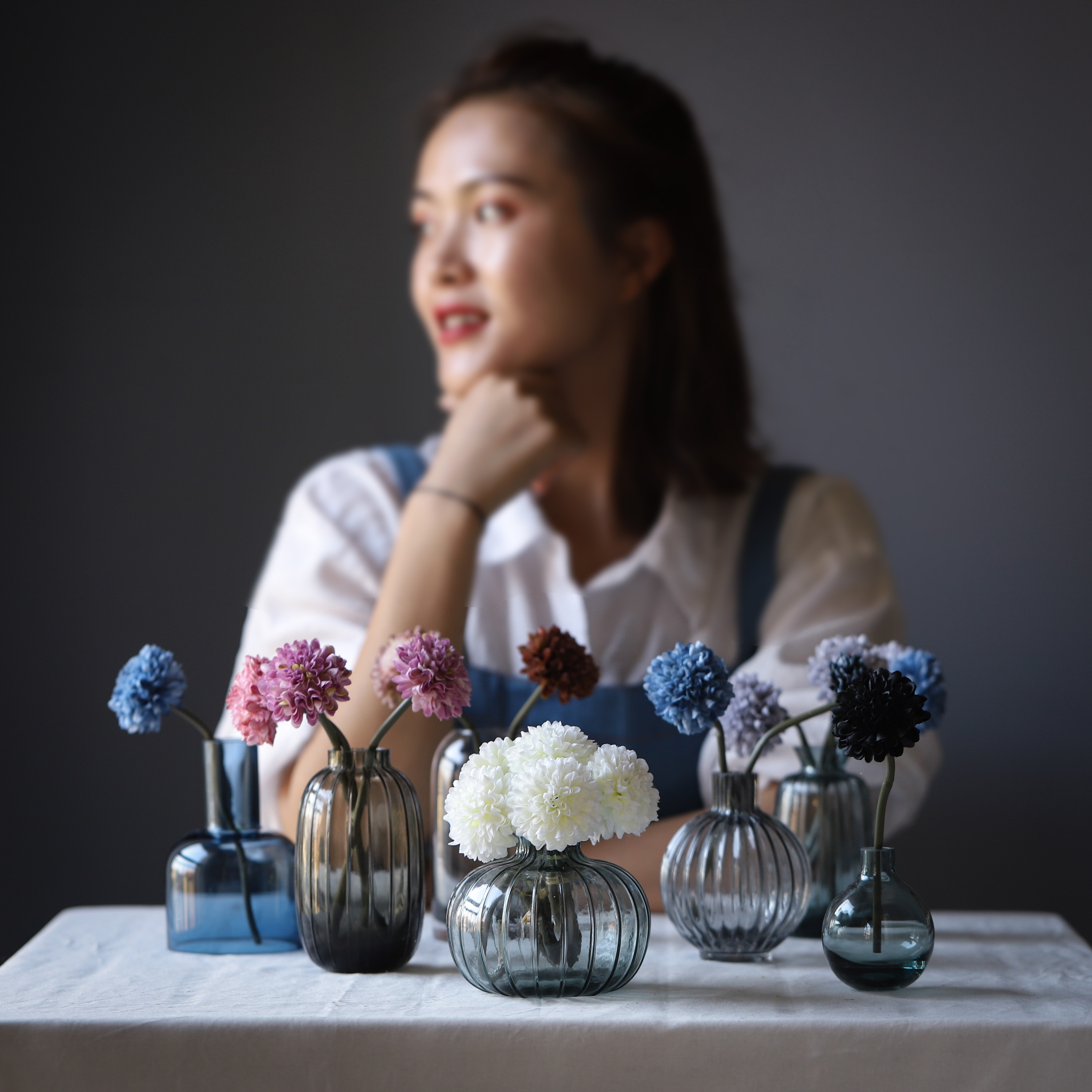 Simulation ping-pong chrysanthemum ball chrysanthemum bouquet Floral simulation silk flower fake flower tea A few dining room clubhouse flower arrangement decoration