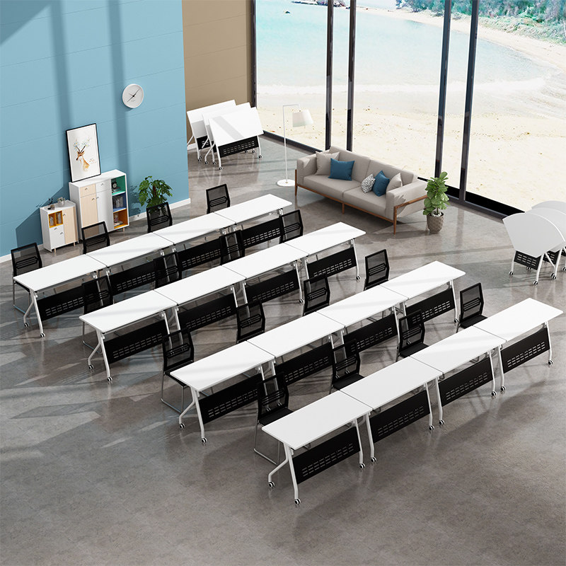 Folding training table new conference combination splicing mobile table and chairs multi-functional flap long table free combination table