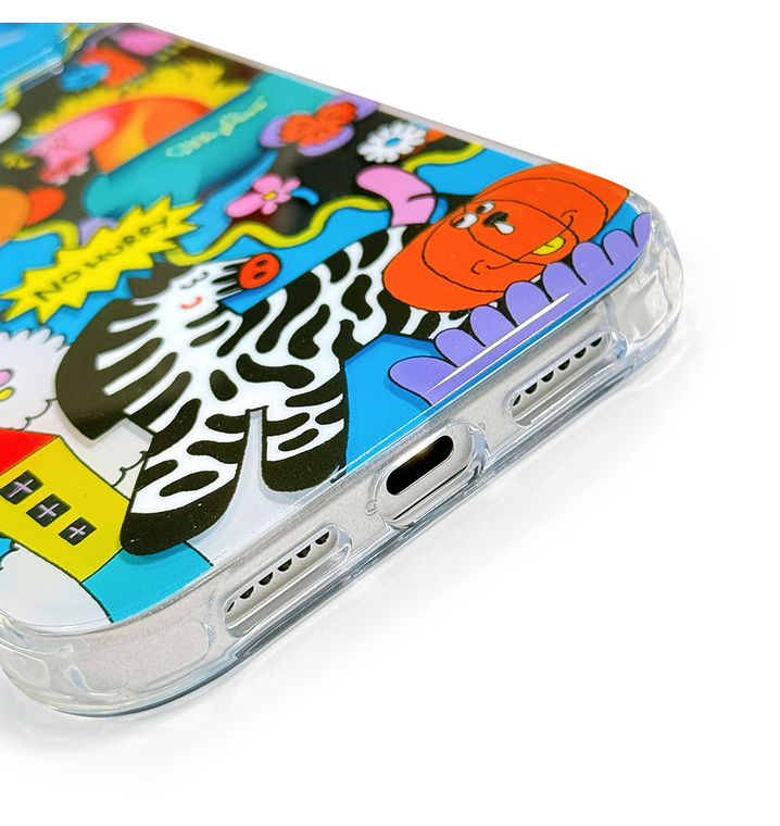 3D Double Layer Bright Blue Animal Flower Illustration JoyCatcher – Pro/Plus/Max/Air – 17, 16, 15, 14, 13, 12 iPhone Case