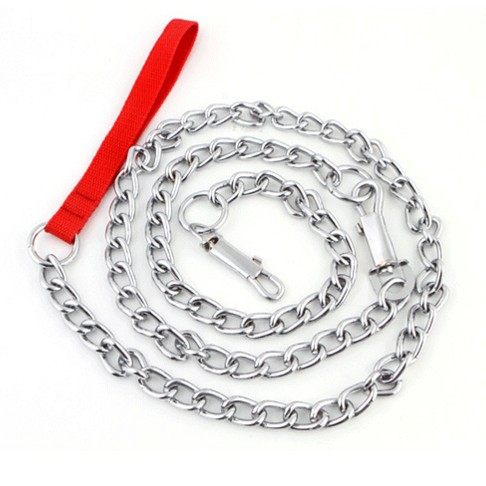 With collar chrome plated dog iron chain pet iron chain neck chain dog bite not bad metal chain dog rope dog chain