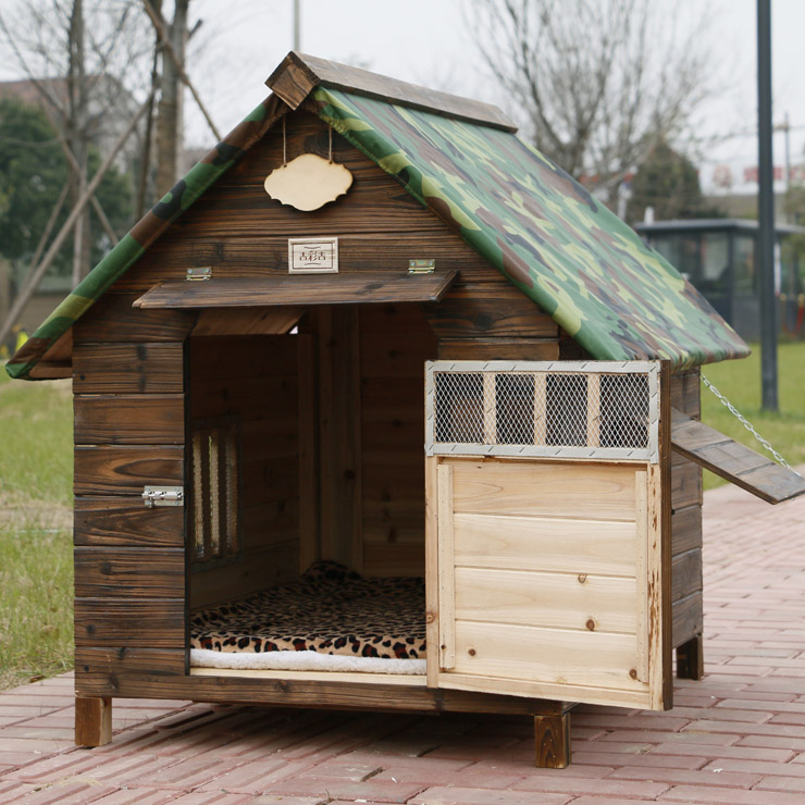 Rainproof waterproof outdoor solid wood carbonized wood dog house kennel cat kennel dog cage Teddy kennel kennel kennel