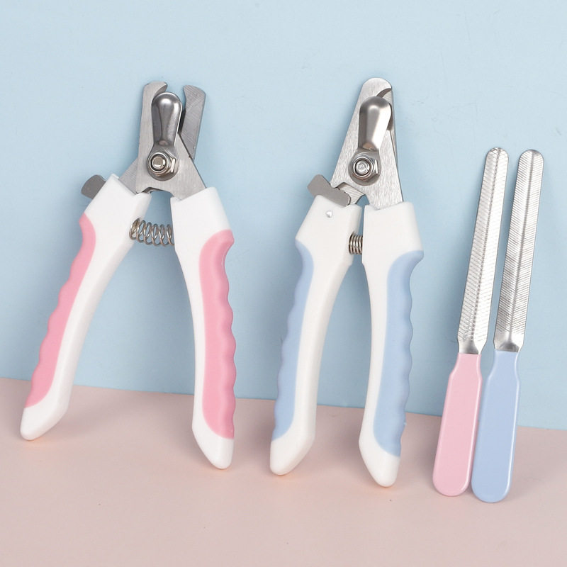 Pet dog nail clippers cat nail clipper set with file large and small dog and cat supplies pet scissors