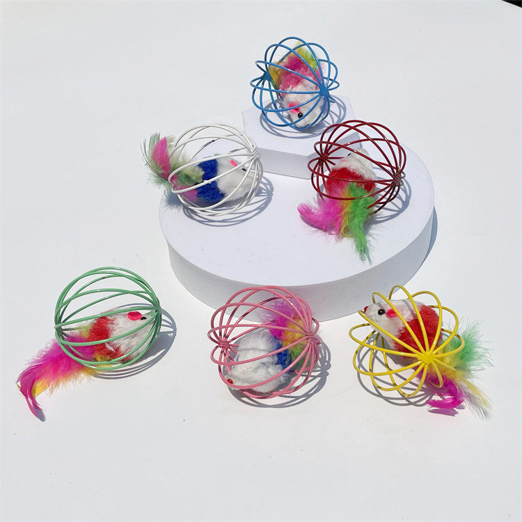 Cage rat color feather tail plush rat cage rat pet cat cat supplies kitten self-healing cat toy