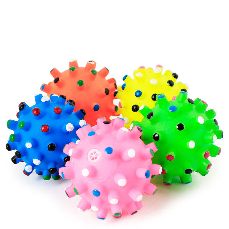 Pet supplies small dog rubber sounding small thorn ball colorful training dog interactive molar to relieve boredom dog toy ball