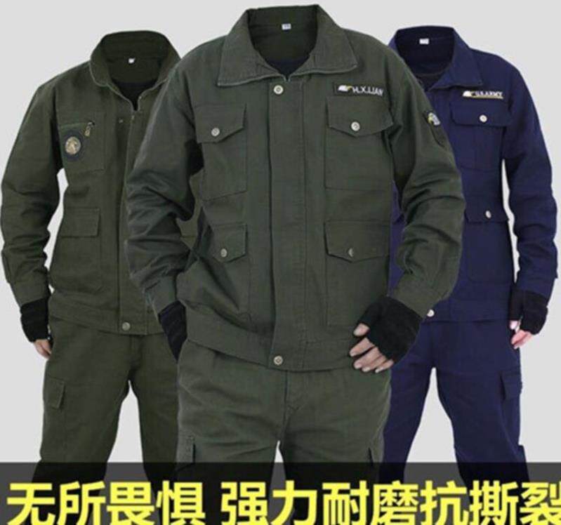 Long-sleeved work clothes suit men's engineering department top Men's wear-resistant large size workshop mechanic army green autumn pants