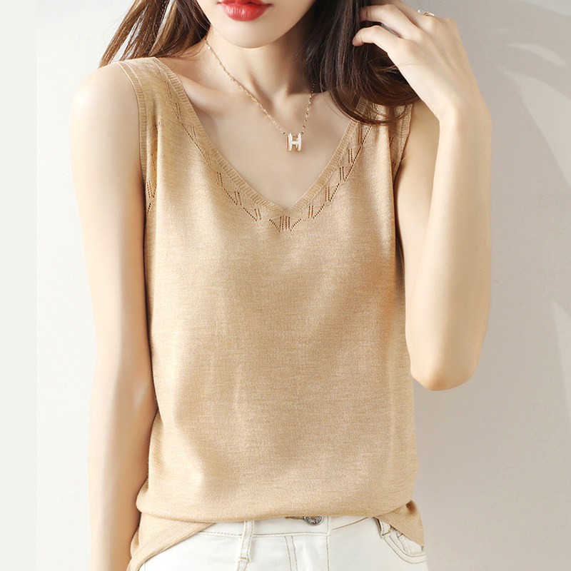 Mularsa Sleeveless Knit Harness Hook Flower Vest Woman 2022 Chunqiu New minimalist pure color Nehitch sleeveless vest