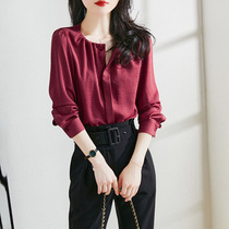 Mularsa Elegant Round Collar Long Sleeve Shirt Woman 2022 Spring new name Yuanyuan Temperament Design Sensation Blouse