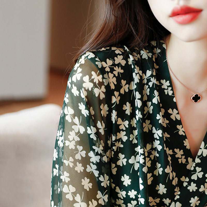 Mularsa high-end French style little frescoed women's 2022 spring new aword balloon flower small sub-crummy dress