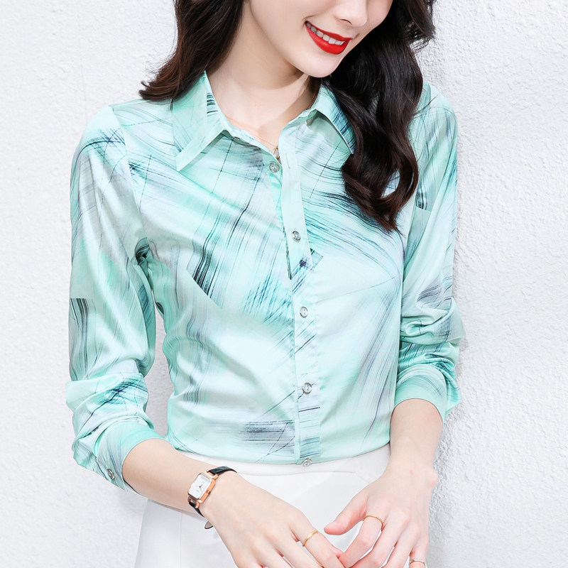 Mularsa High-end Temperament Satin Long Sleeve Shirt Woman 2022 Spring new 100 Hitchhiking Skinny Shirt