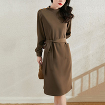 Mularsa Law style elegant upright collar lacing dress with dress woman 2022 spring new close-up waist display slim temperament skirt