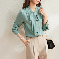 Mularsa Method Butterfly Knot Snowspinning Shirt Woman 2022 Spring new small crowdleader Loose Lean Lining