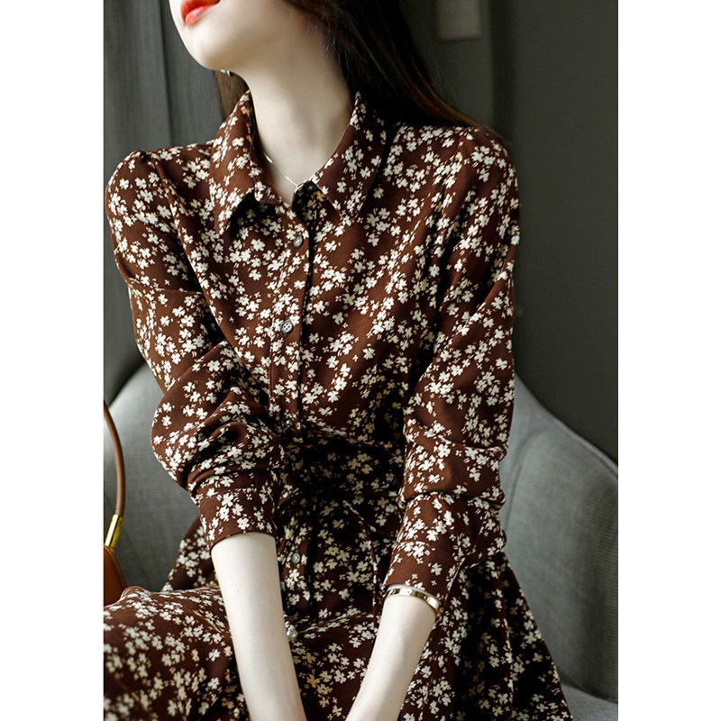 Mularsa Method Shirt Tooling Foreign Dress Women 2022 Early spring New Kneecap Flowers Inside Hitch Bottom A word dress