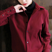 Mularsa Design Sensation Small Crowdwine Red Shirt 2022 Early Spring New Retro Port Taste Laminated Wear