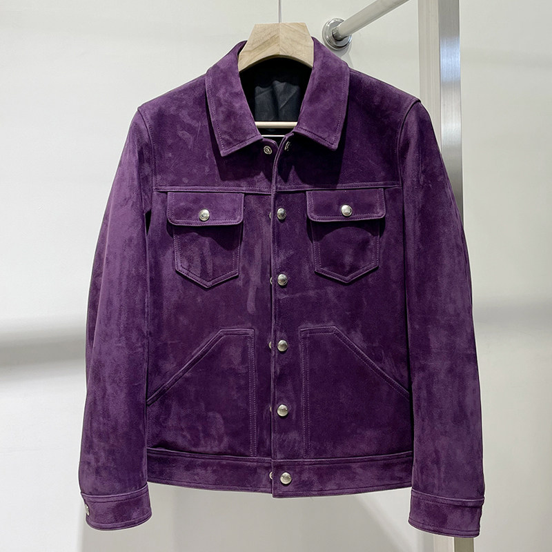 AnnuTrend autumn and winter TF wind suede suede leather jacket men's denim jacket jacket slim fit