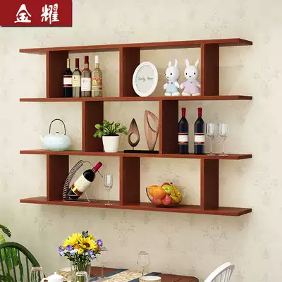 Bookshelf Wall shelf Wall wall storage cabinet Bedroom wall creative lattice living room wine rack wall cabinet Decorative cabinet
