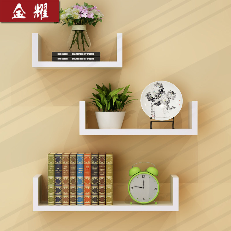 Wall shelf Living room wall hanging wall partition shelf Bedroom multi-layer bookshelf hole-free simple modern decoration