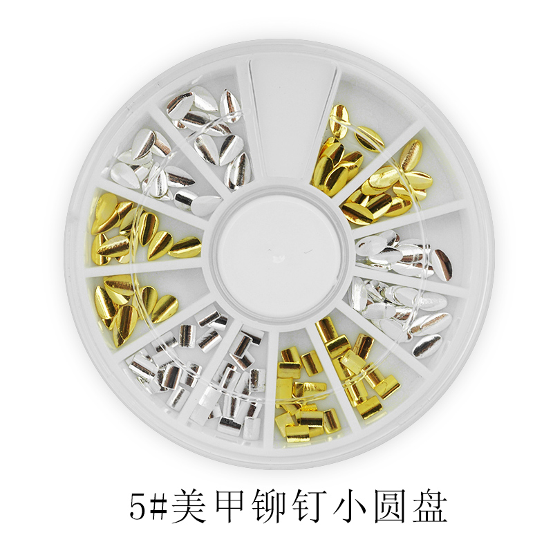 Dụng cụ làm móng rỗng Hoa hồng kim loại Studs Các bản vá vàng và bạc Lời khuyên Crystal Crystal Zircon Kim cương Đồ trang trí Bản giao hưởng Viên đá tròn - Công cụ Nail máy mài nail