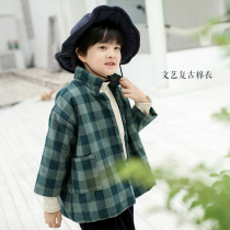 (Small size second kill area) boy cotton padded clothing literary plaid cotton jacket broken clearance does not return