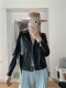 2025 Spring and Autumn New Genuine Leather Jacket Women's Versatile Short Slim Slim Motorcycle Jacket Liu Wen's Same Style