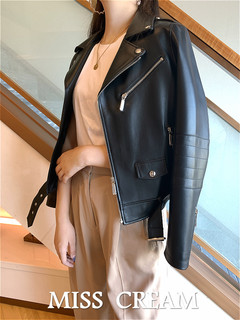 Genuine Leather Jacket for Women, 2025 Autumn New Style, Celebrity-Inspired, Fashionable, Slim-Fit, Short Sheepskin Biker Jacket