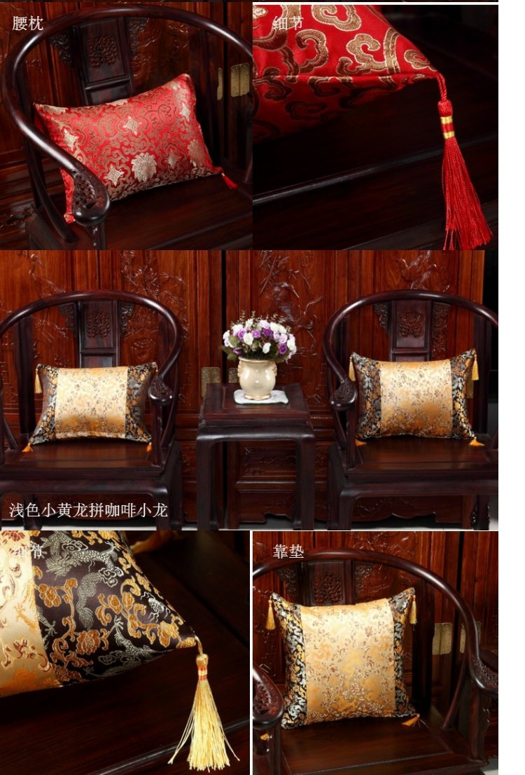 Đệm sofa gỗ gụ kiểu Trung Quốc dày vỏ gối có thể được tùy chỉnh tựa lưng lớn Taishi ghế thắt lưng gối dải vuông gối Gối văn phòng 2 trong 1