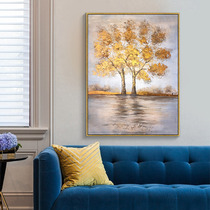 Fa fortune tree pure hand-painted oil painting light luxury vertical porch decorative painting corridor aisle Hall hanging painting tree of life