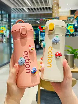 High-value thermos cup 304 stainless steel water cup girl cute student portable simple ins wind net red cup