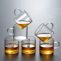 Glass tea set Kung fu water cup with handle Small teacup with handle Cup set Household drinking water and tea 6 packs