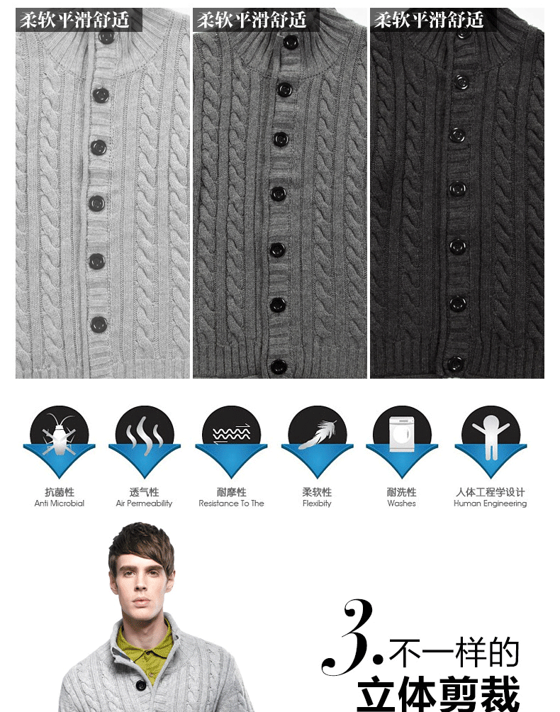 Áo len kim dày mới xoắn nam áo len đan áo len nam áo len - Cardigan áo gile len cho nam